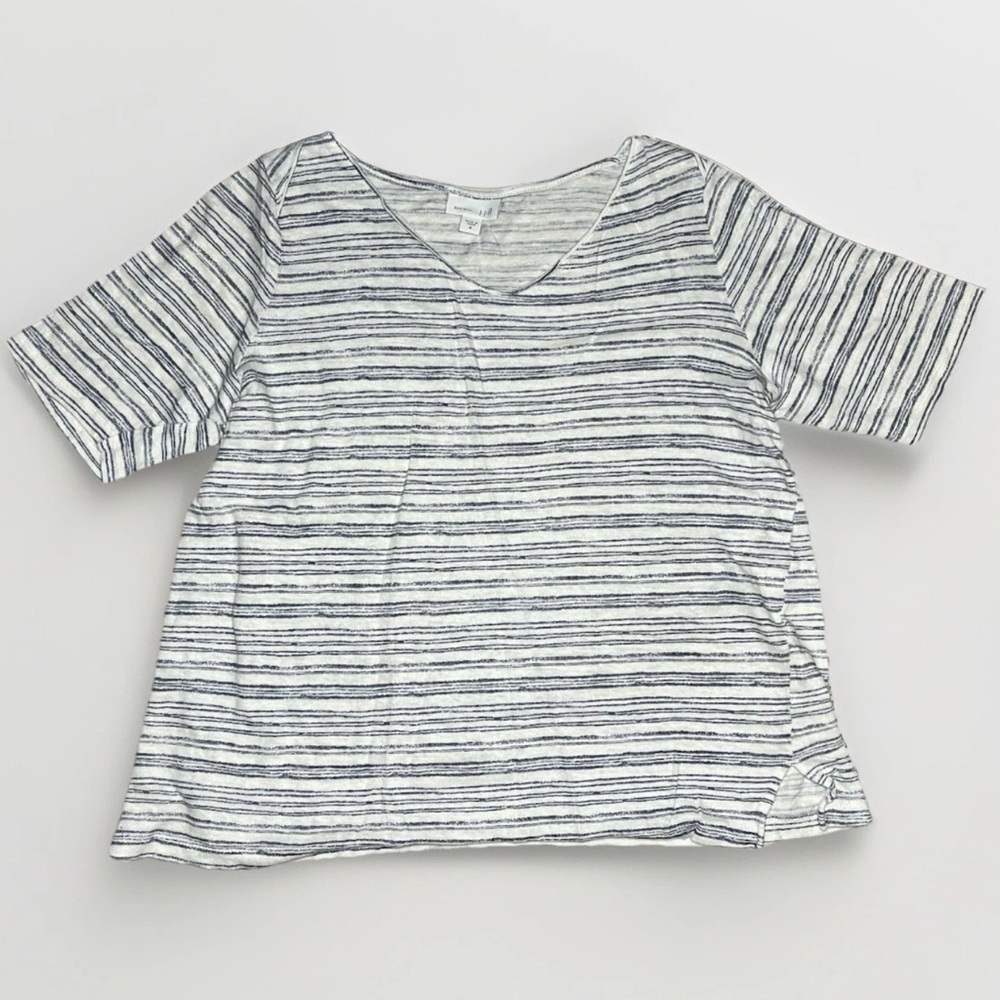 J. Jill Love Linen Short Sleeve Striped Linen T-Shirt Women's Medium